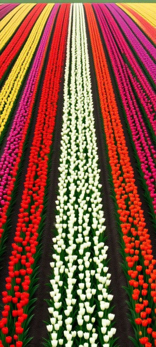 Desert Colorful Netherlands Field Tulip Photorealistic Wallpaper