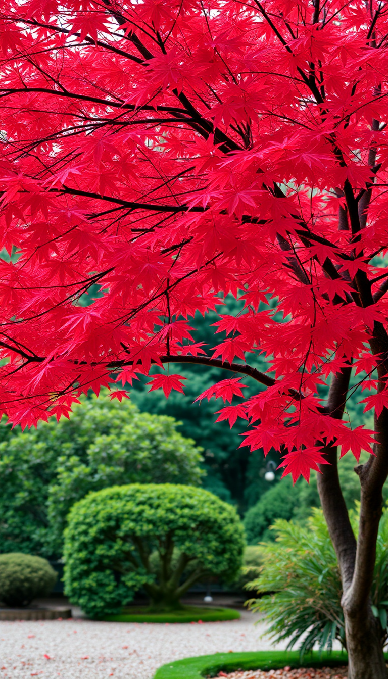 Baroque Japanese Tree Red Zen Aesthetic Wallpaper