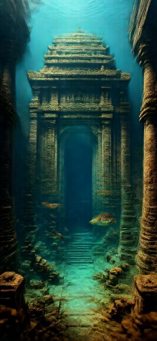 Temple Fish Swimming Ruins Fantasy Pro Wallpaper