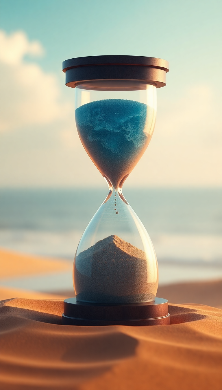 Hourglass Containing Ocean And Desert Time Digital art Ultra HD Wallpaper