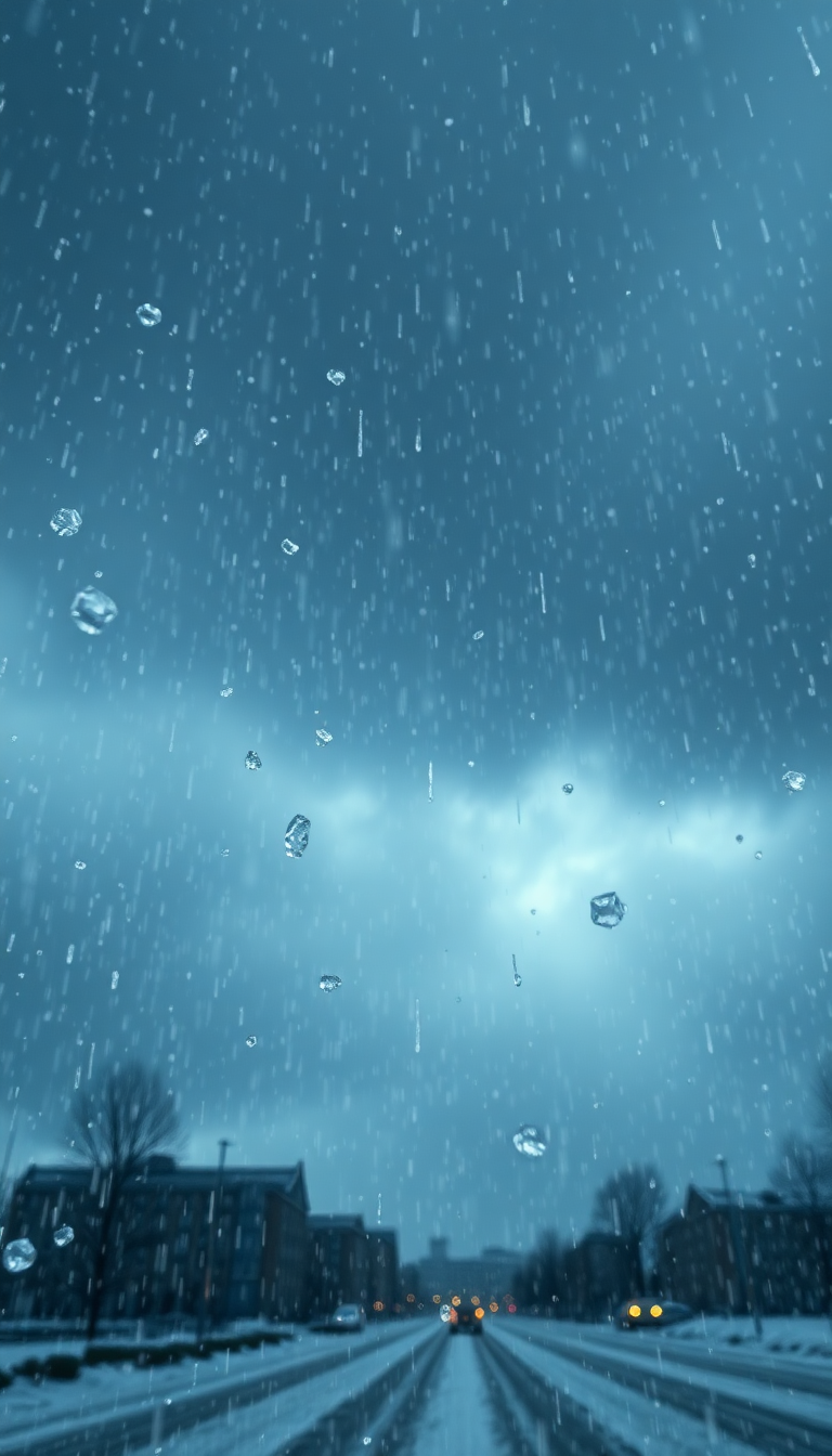 Photorealistic Sleek Dramatic Ice Falling Wallpaper