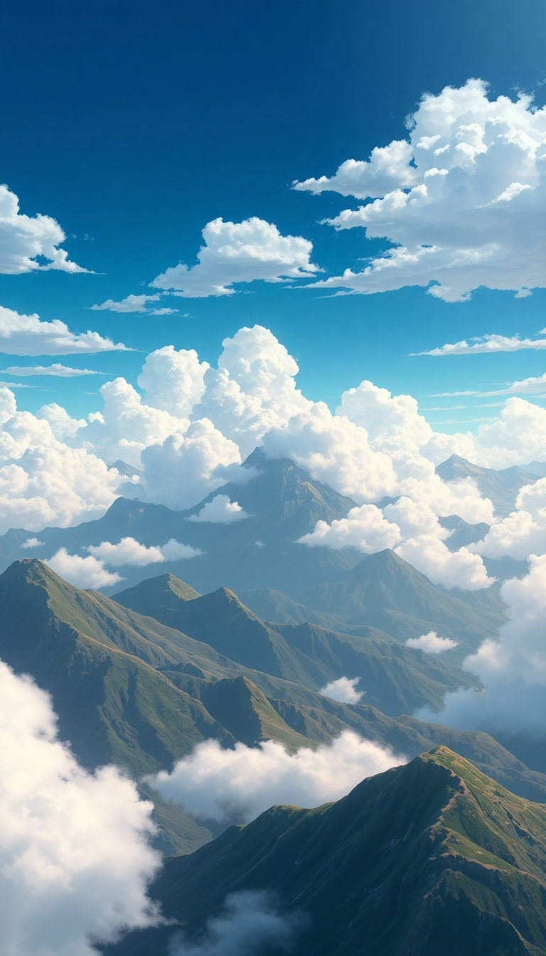 Classic Sea Above Mountains Anime Landscape Wallpaper