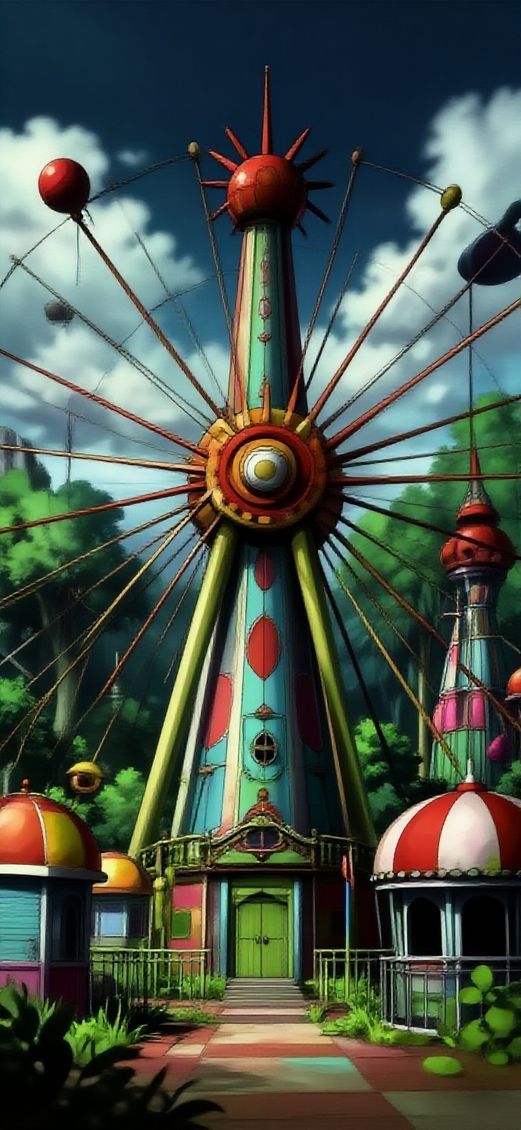 Abandoned Amusement Park Anime Eerie Nostalgic Anime Ultra Wallpaper