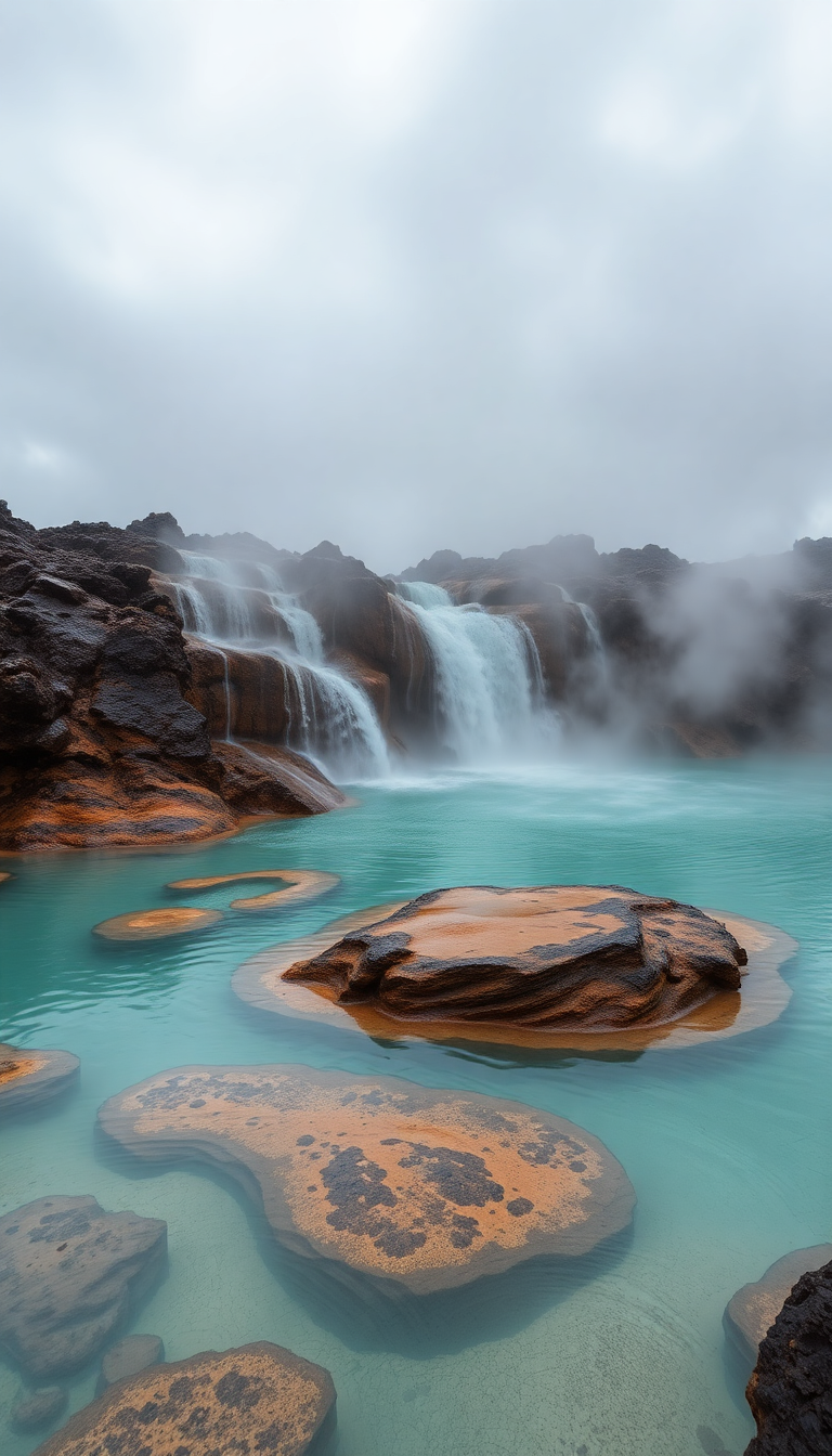 Nature Glowing Volcanic Hot Springs Wallpaper