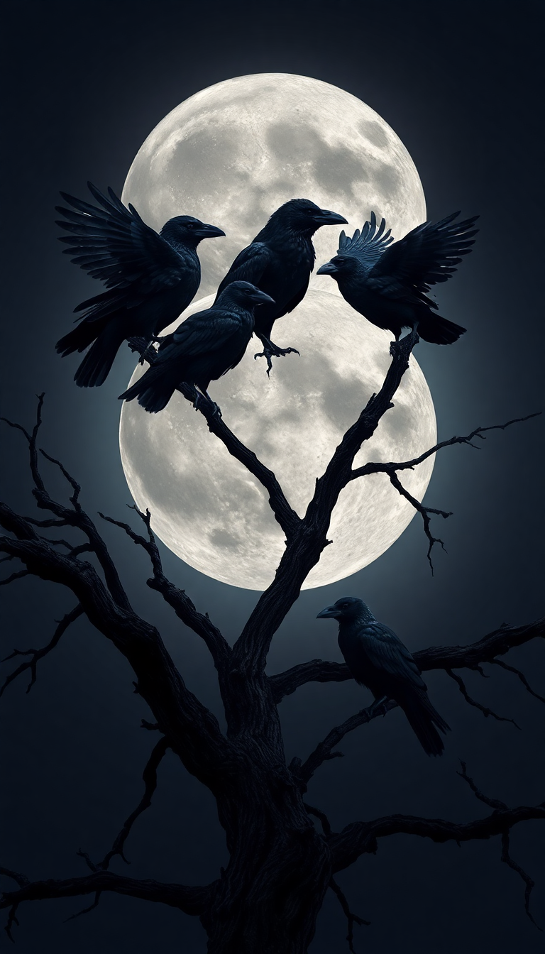 Tree Branches Full Moon Dark Remaster Wallpaper