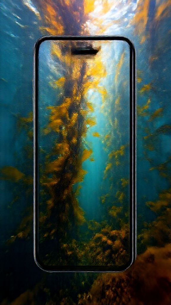 Metallic Underwater Forest Rays Down Photorealistic Wallpaper