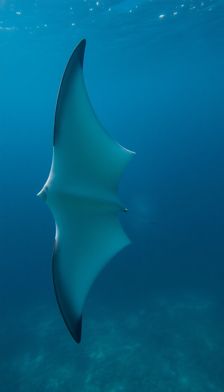 Manta Ray Gliding Graceful Underwater Ballet Photorealistic Deluxe Wallpaper