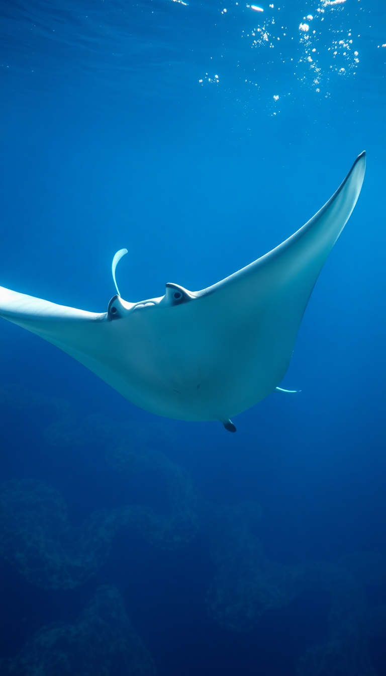 Nature Enchanting Manta Ray Gliding Wallpaper