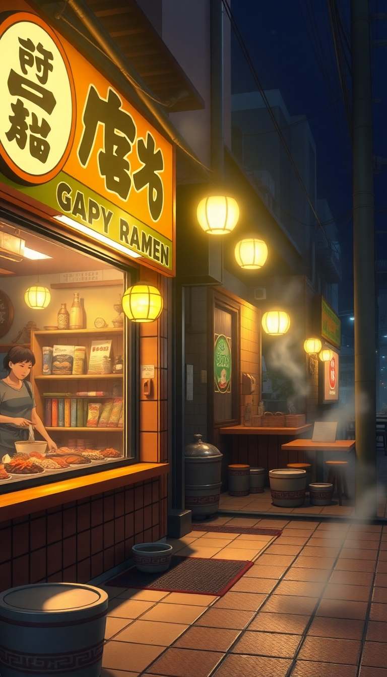 Anime Enchanting Cozy Ramen Shop Wallpaper