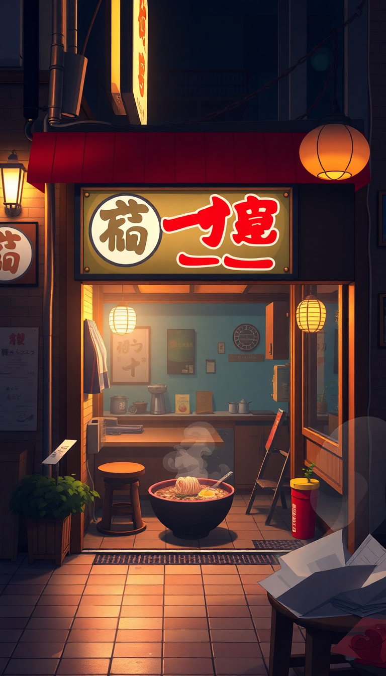 Dawn Night At Shop Ramen Anime Wallpaper