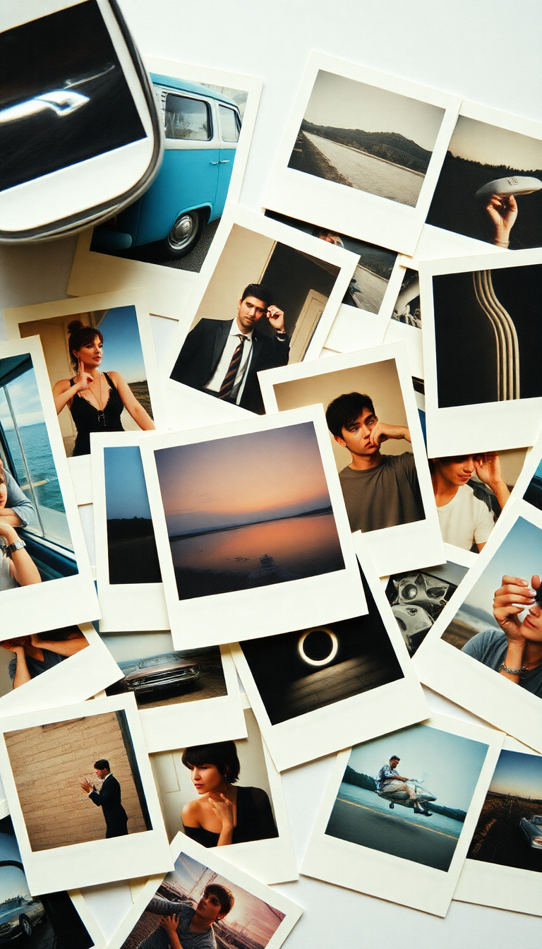 Vintage Polaroid Collection Scattered Memories Aesthetic Wallpaper