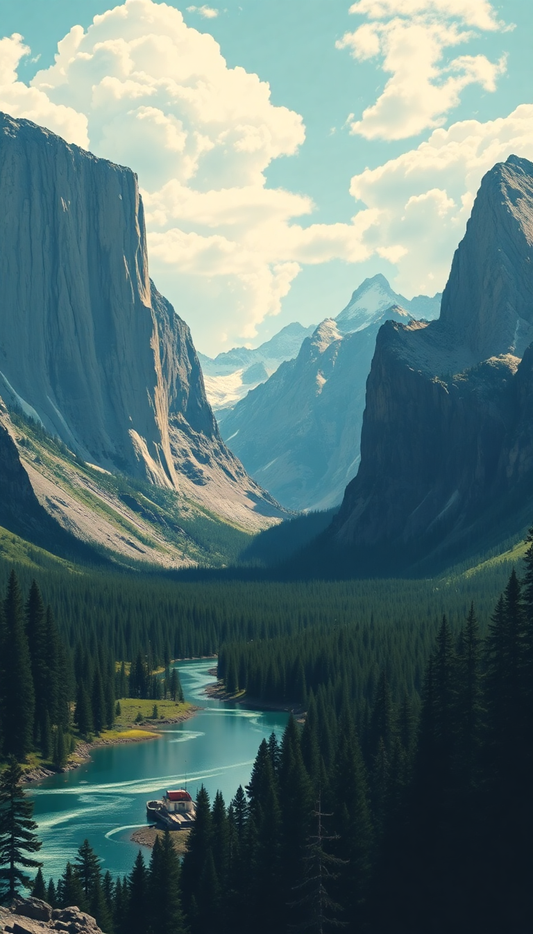 Digital art Surreal Travel Poster Style Wallpaper