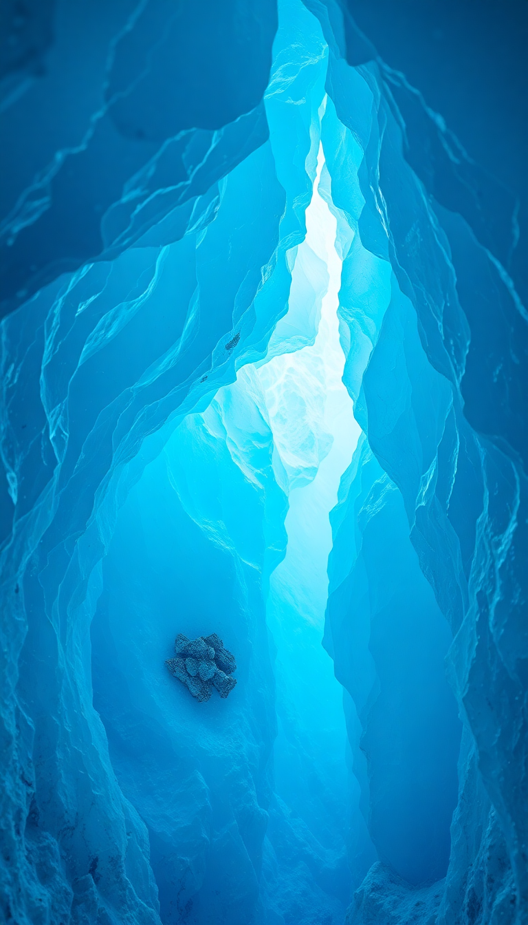 Glacial Ice Cave Blue Crystal Formations Photorealistic Mini Wallpaper