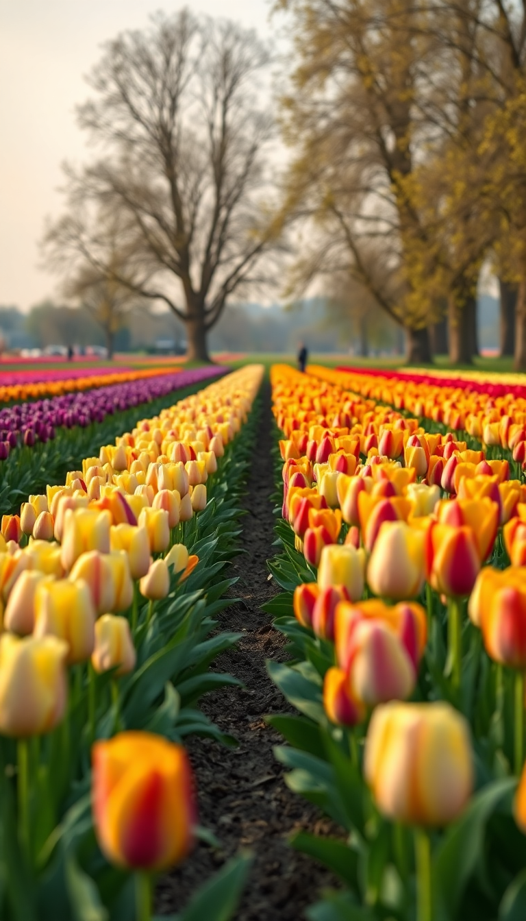 Brilliant Colors Of Rows Field Photorealistic Wallpaper