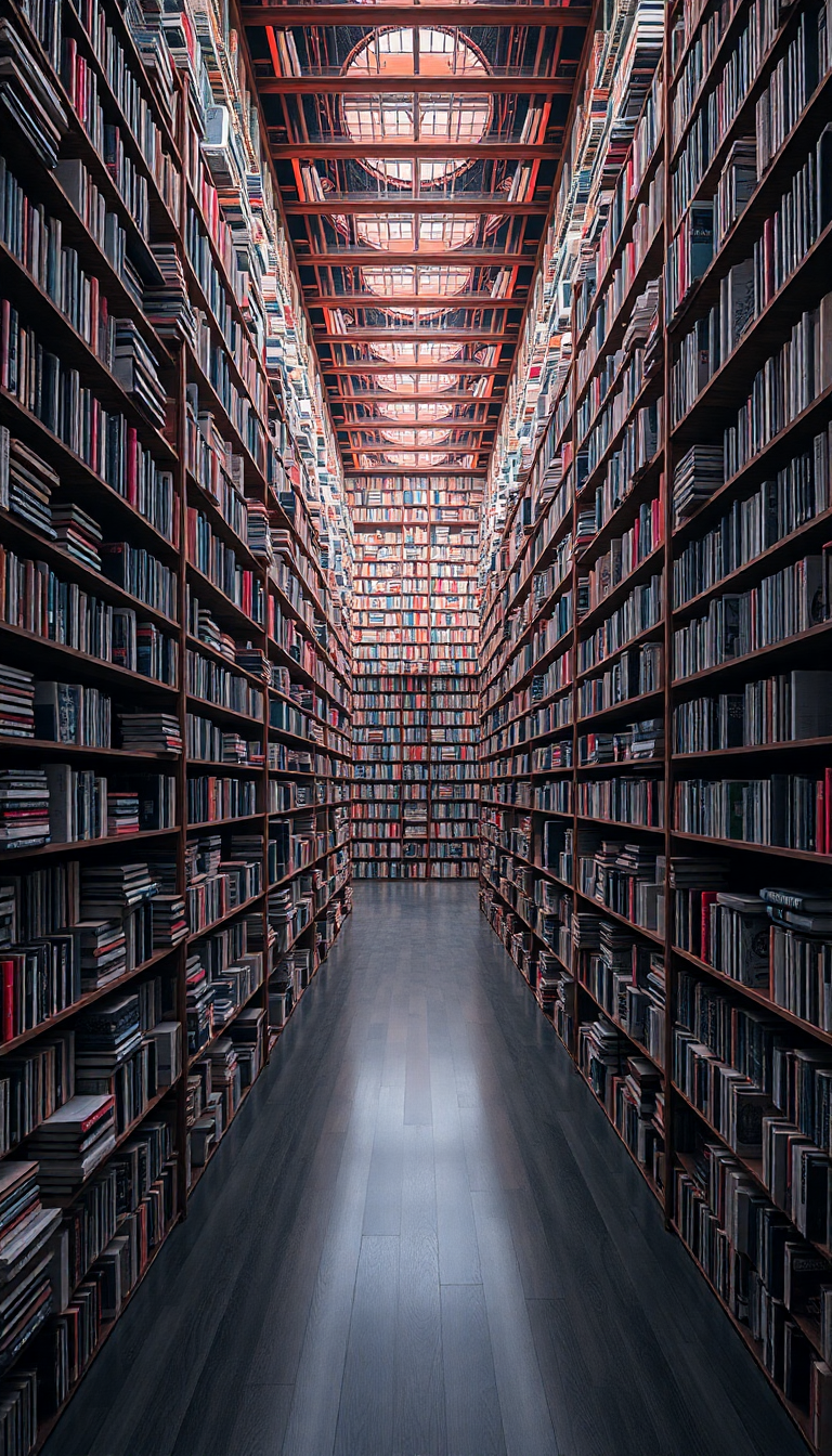 Infinite Library Impossible Architecture Books Forever Digital art Exclusive Wallpaper