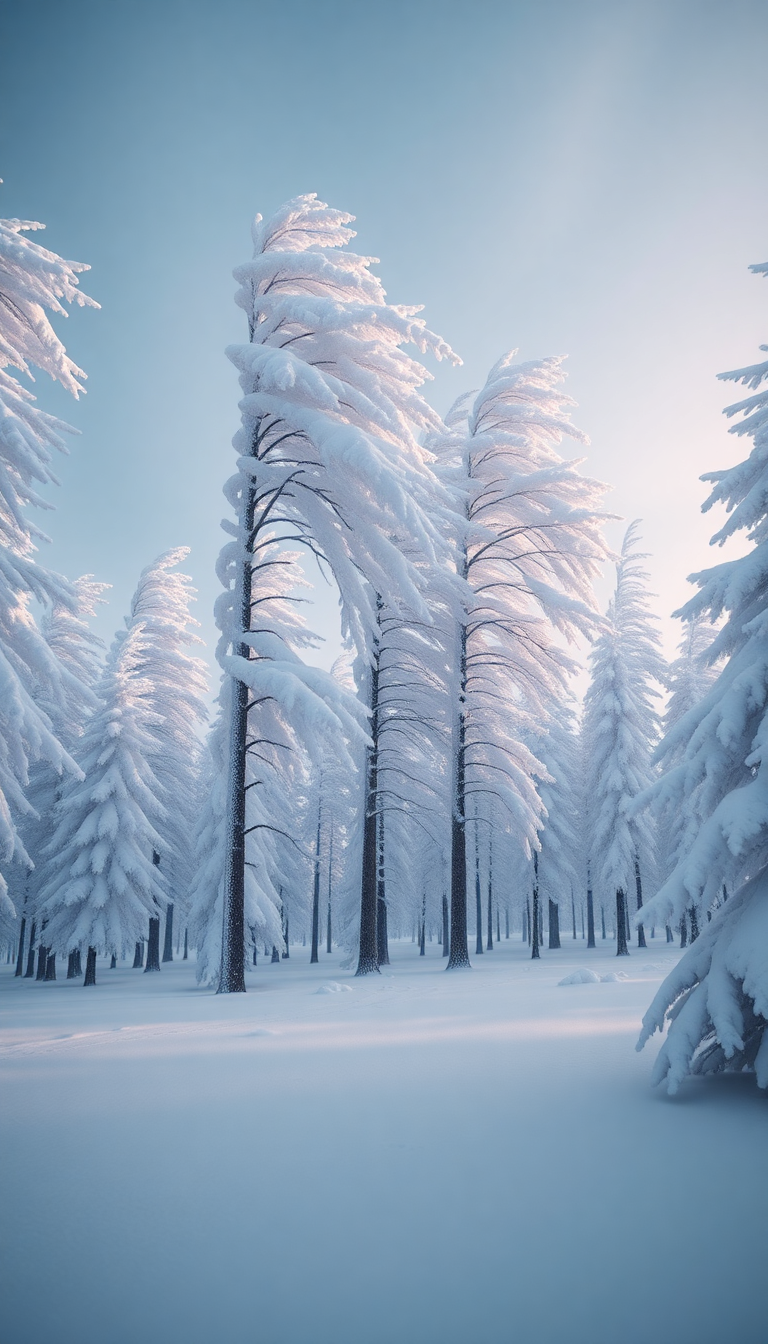 Blizzard Snow Wind Trees Bending Dramatic Photorealistic HQ Wallpaper