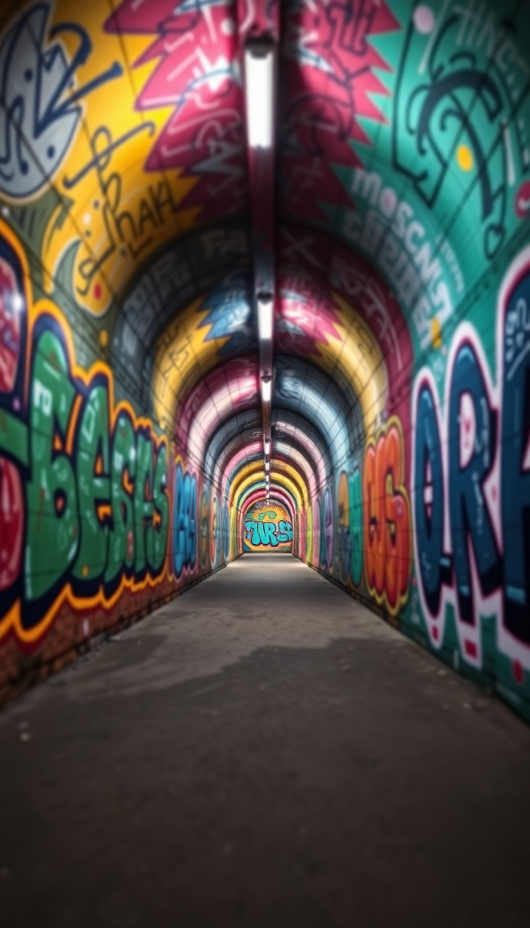 Graffiti Tunnel Perspective Tropical HD Wallpaper