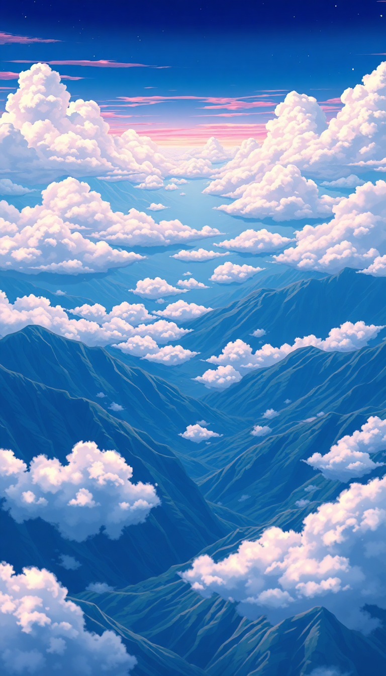 Anime Abstract Sea Above Mountains Wallpaper
