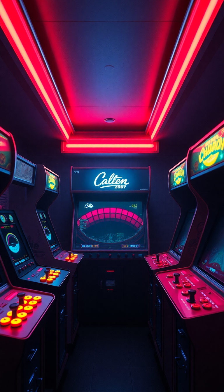 Radiant Tropical Old Arcade Machines Wallpaper