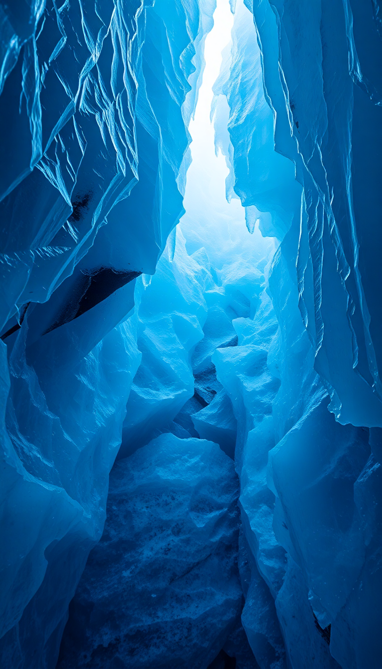 Desert Crystal Blue Cave Ice Photorealistic Wallpaper