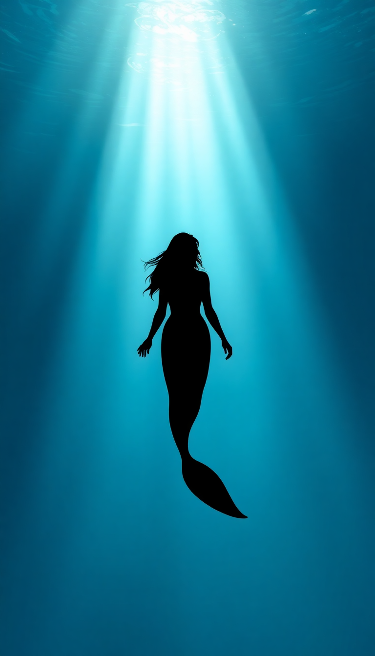 Mermaid Silhouette Swimming Pristine HD Wallpaper