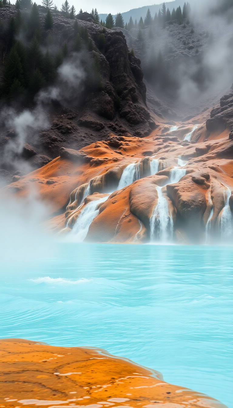Ancient Volcanic Springs Rising Water Photorealistic Wallpaper