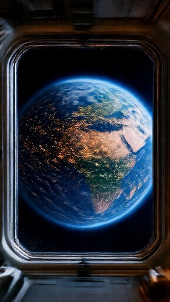 Iridescent Of View Window Station Photorealistic Wallpaper