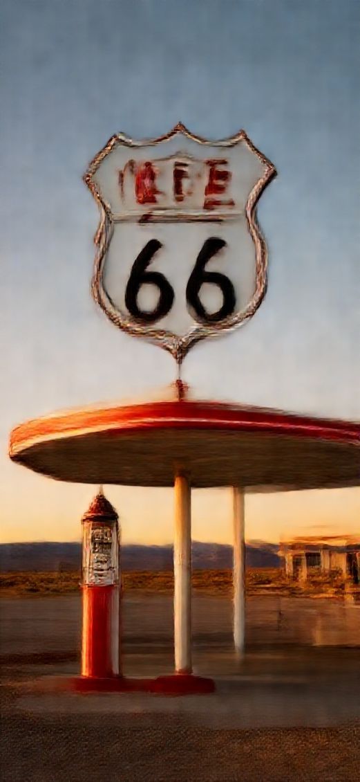 Photorealistic Molten Gas Station Desert Wallpaper