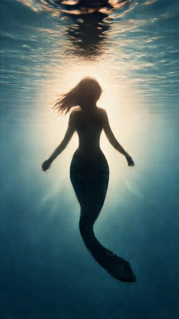 Digital art Ethereal Silhouette Swimming Toward Wallpaper