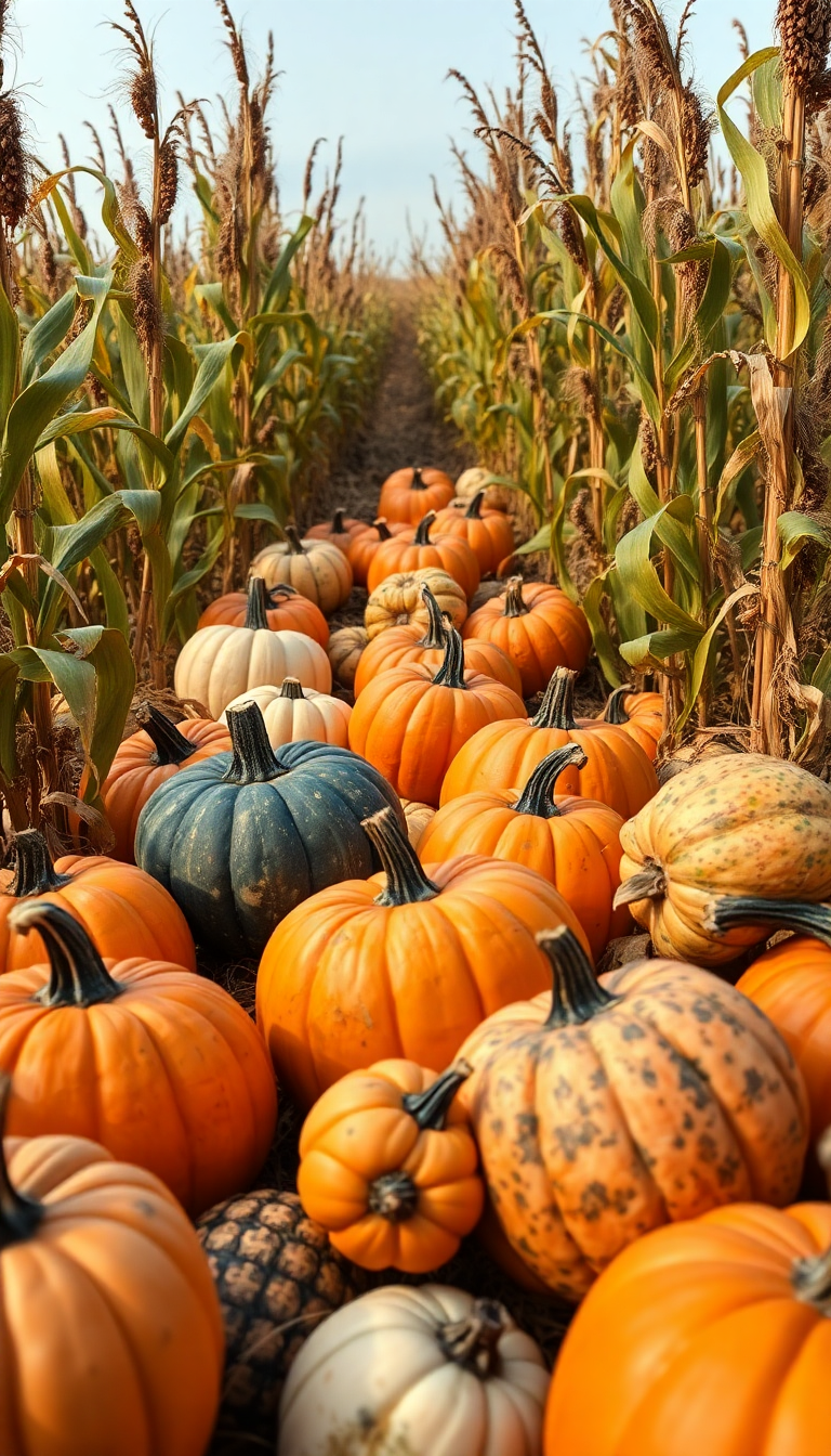 Autumn Harvest Pumpkins Corn Farm Rustic Photorealistic Fresh Wallpaper
