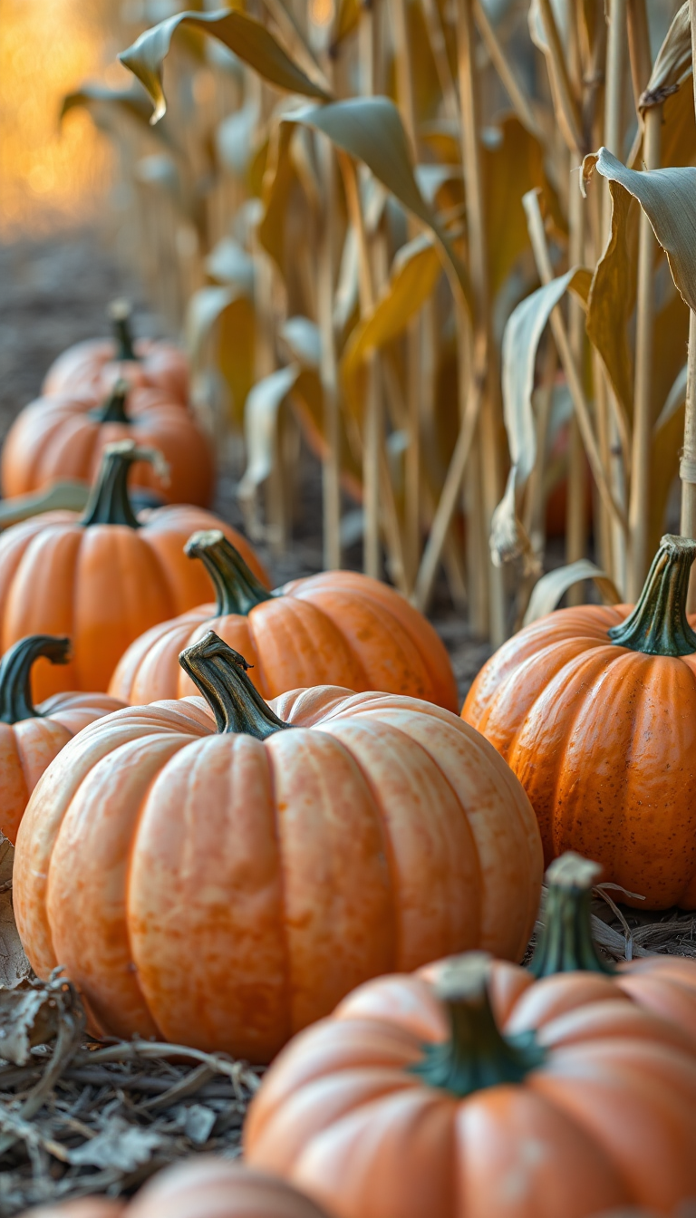 Aesthetic Bold Autumn Harvest Pumpkins Wallpaper