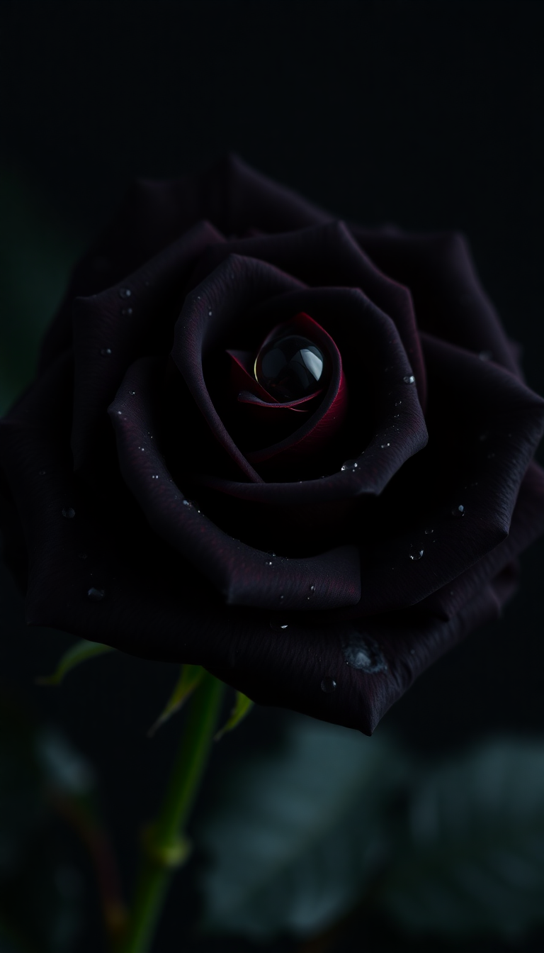 Dark Neon Black Rose With Wallpaper