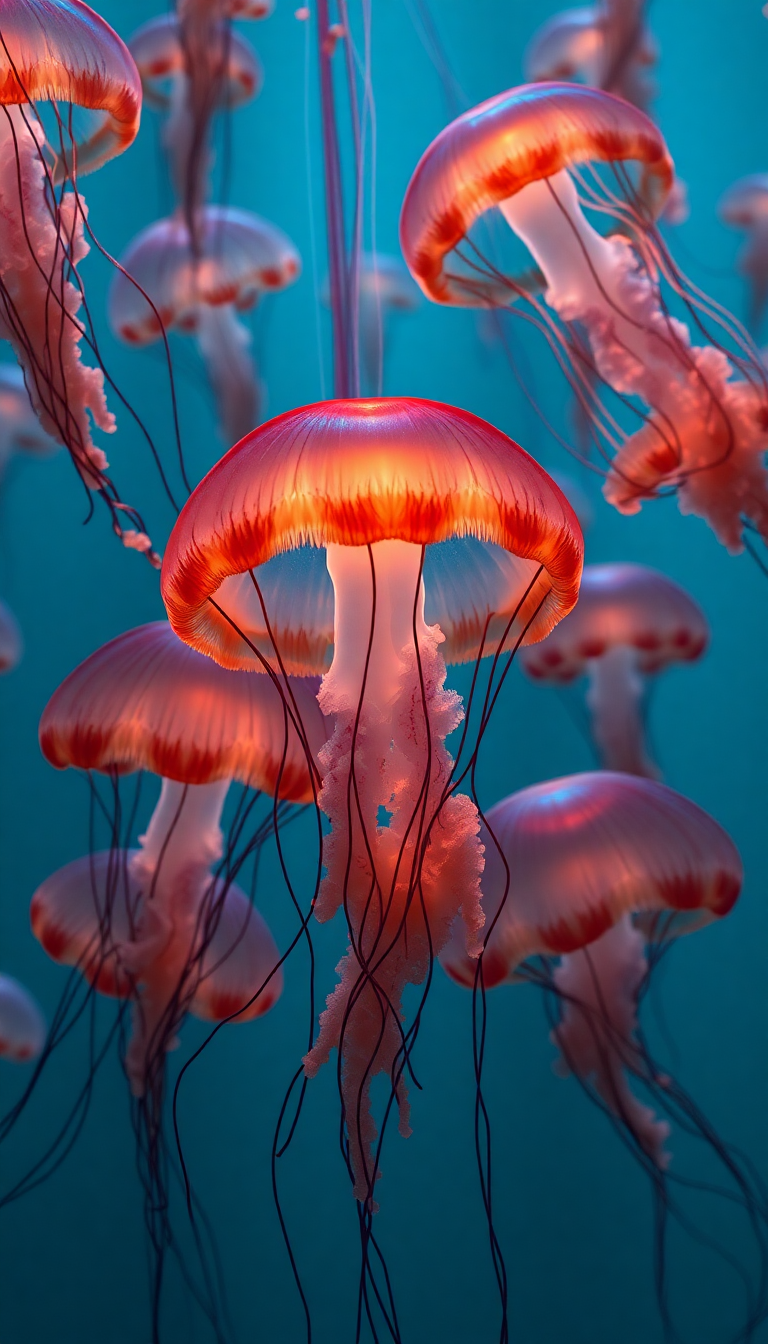 Baroque School Jellyfish Pulsing Glowing Translucent Wallpaper