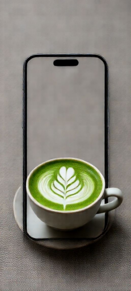 Monochrome Latte Art Leaf Pattern Photorealistic Wallpaper