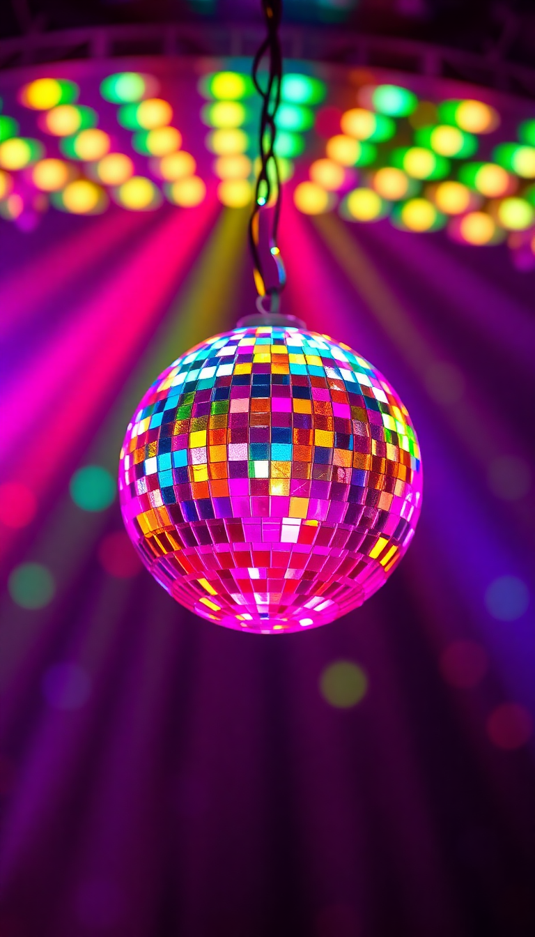 70s Disco Ball Lights Colorful Funky Photorealistic Remix Wallpaper