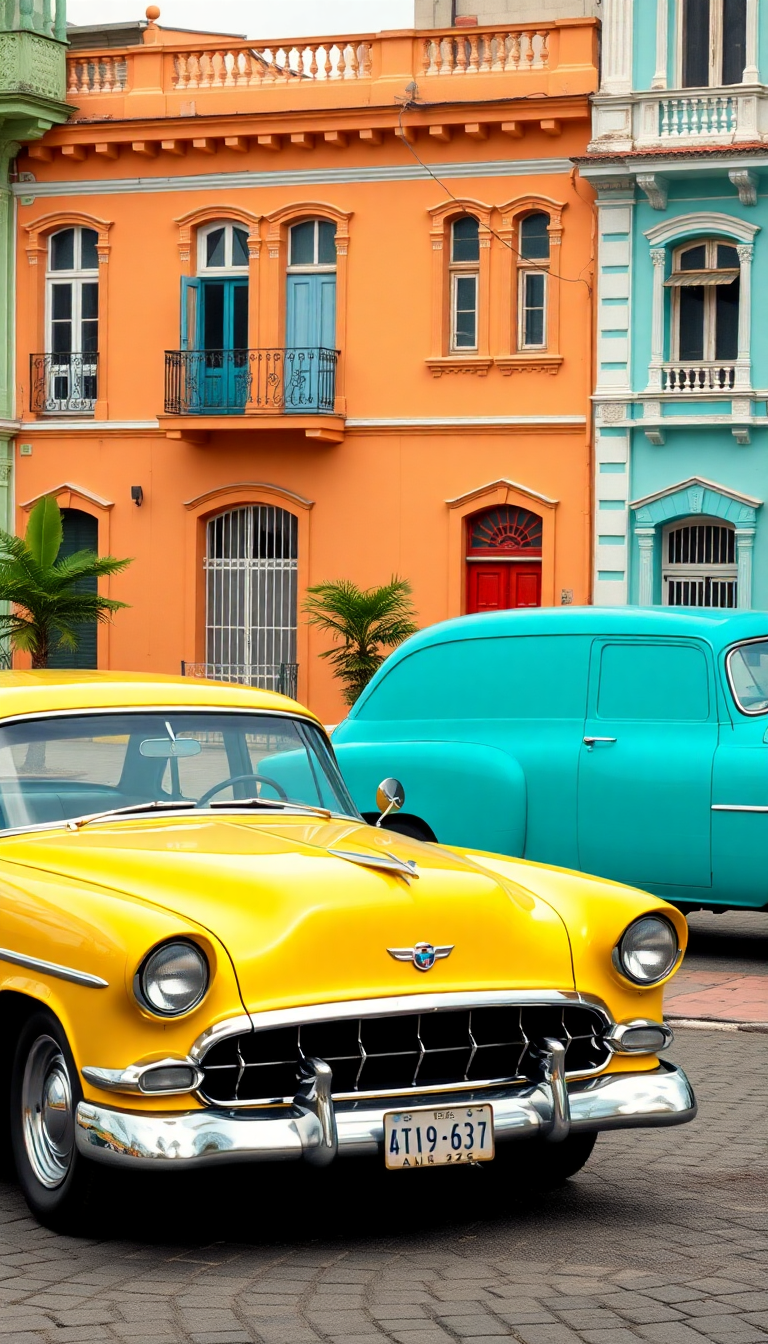 Classic Cars Pastel Buildings Aesthetic Ultra Wallpaper