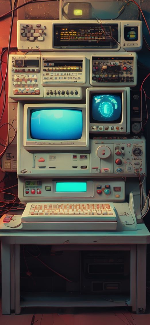 Majestic Retro Setup Aesthetic Photorealistic Wallpaper
