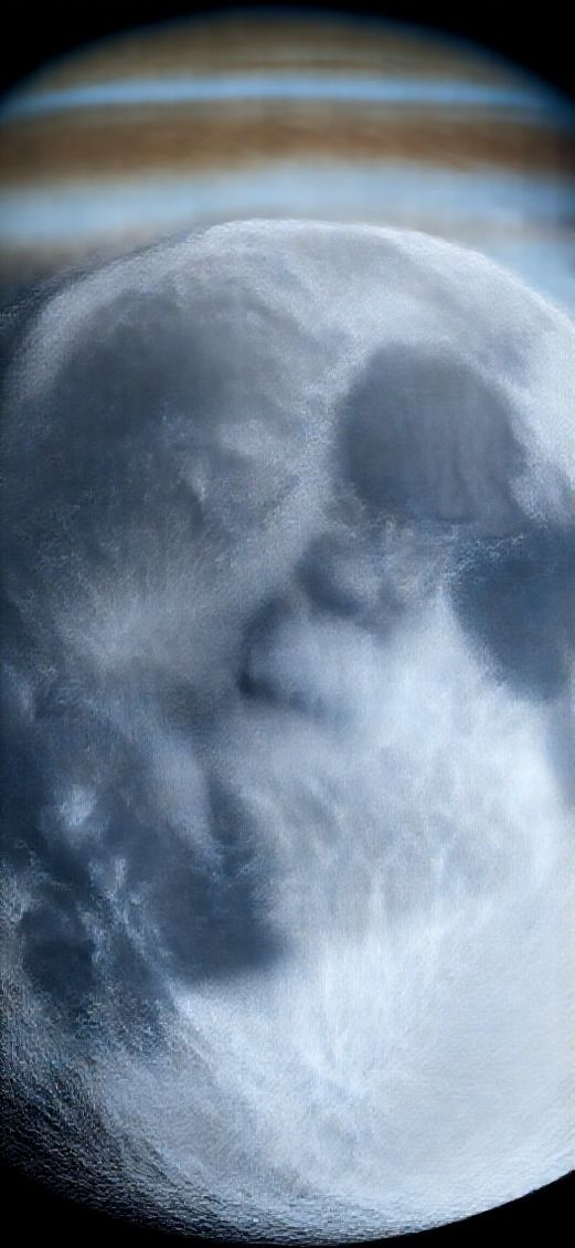 Molten Jupiter With Surface Moon Photorealistic Wallpaper