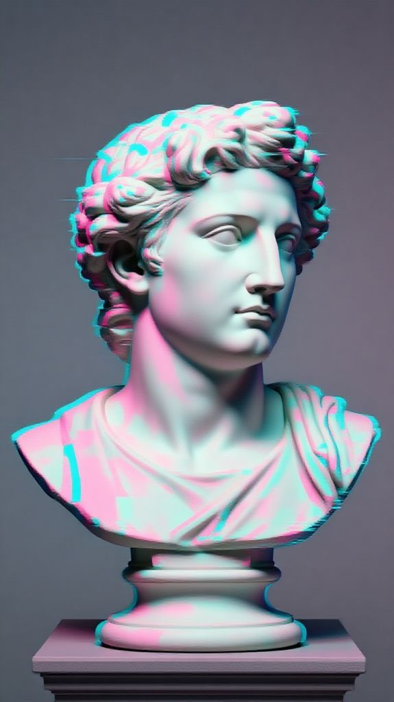 Vaporwave Roman Bust Glitch Aesthetic Pink Digital art Ultra Wallpaper