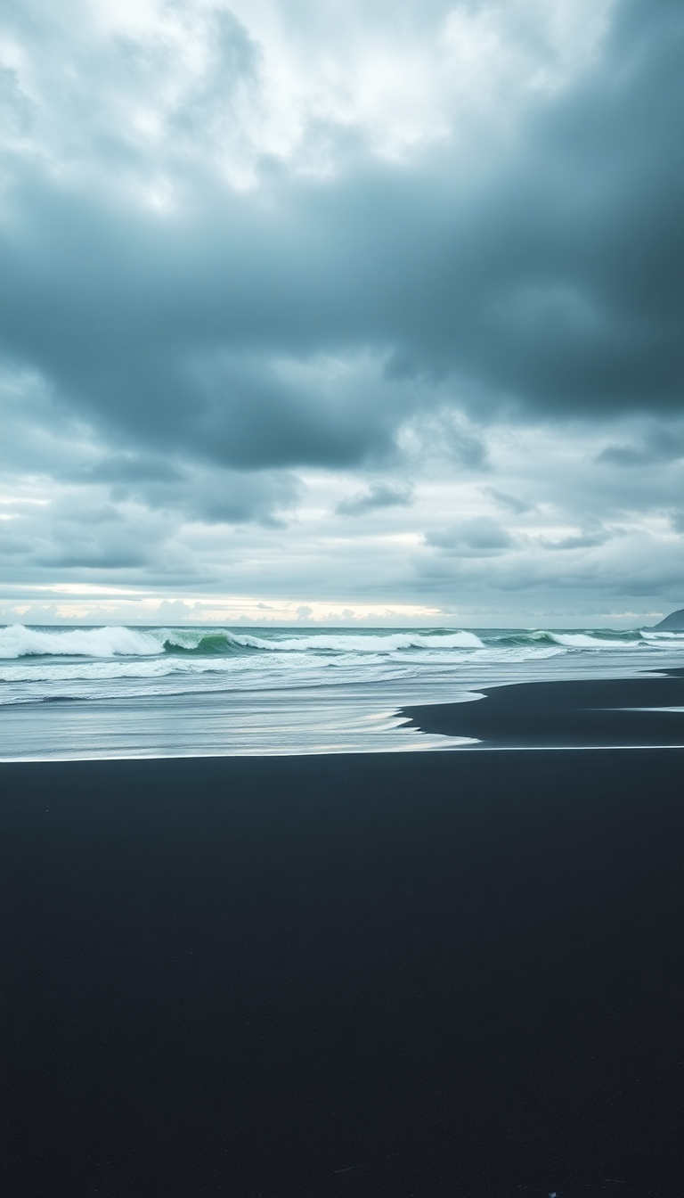 Glowing Icelandic Sand Waves Dramatic Photorealistic Wallpaper