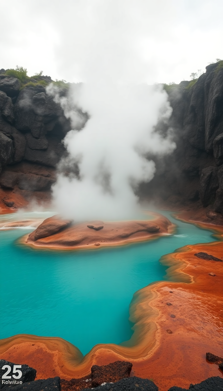 Alpine Cool Volcanic Hot Springs Wallpaper
