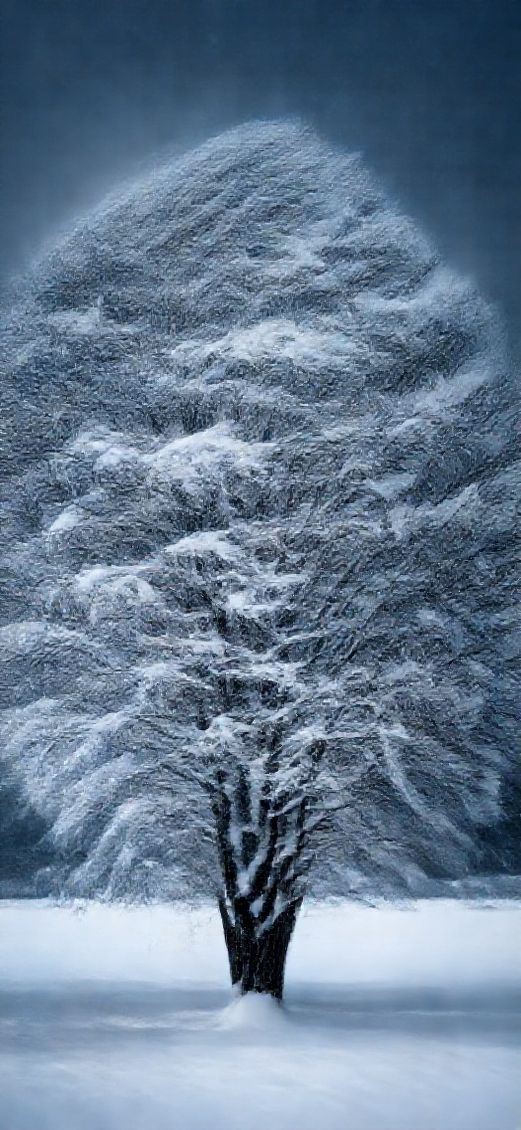 Rich Bending Trees Wind Snow Photorealistic Wallpaper