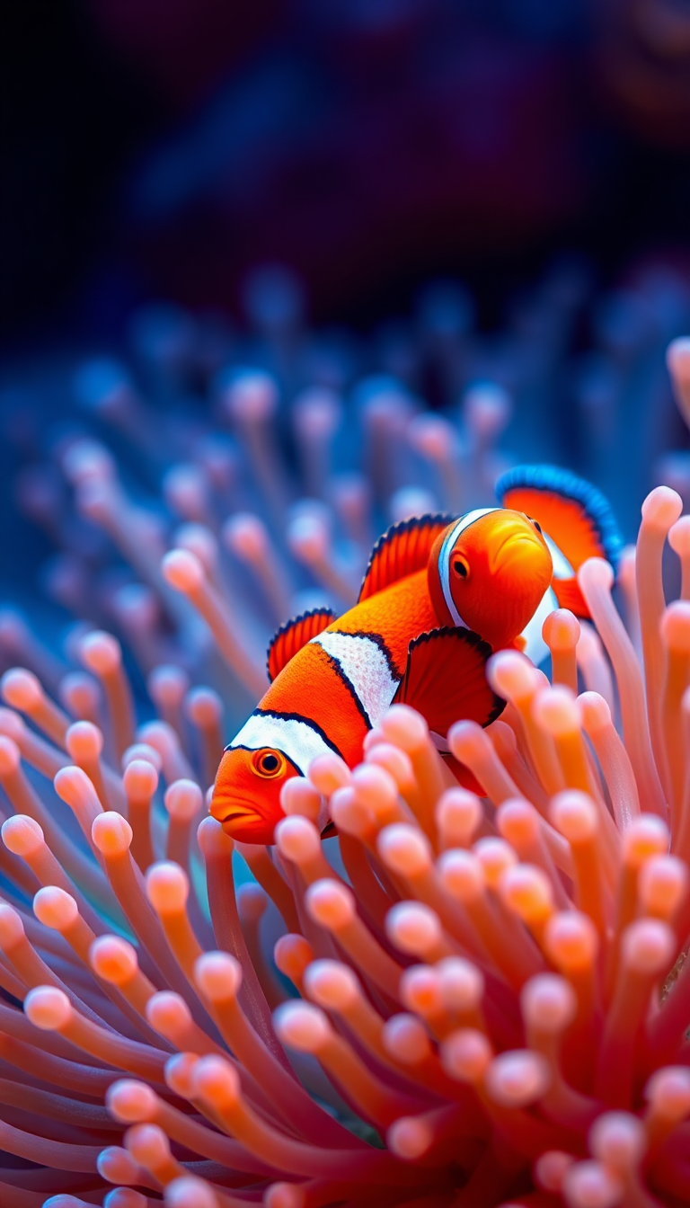 Photorealistic Gothic And Clownfish Macro Wallpaper