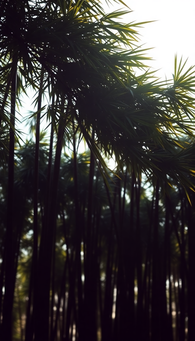 Bamboo Grove Swaying In Wind Minimalist Wallpaper