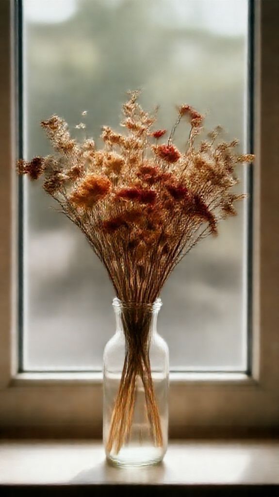 Abstract Misty Dried Flowers In Wallpaper