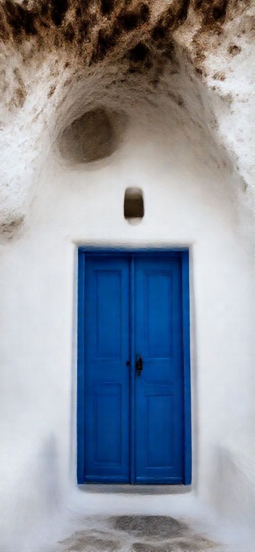 White Walls Blue Door Aesthetic Plus Wallpaper