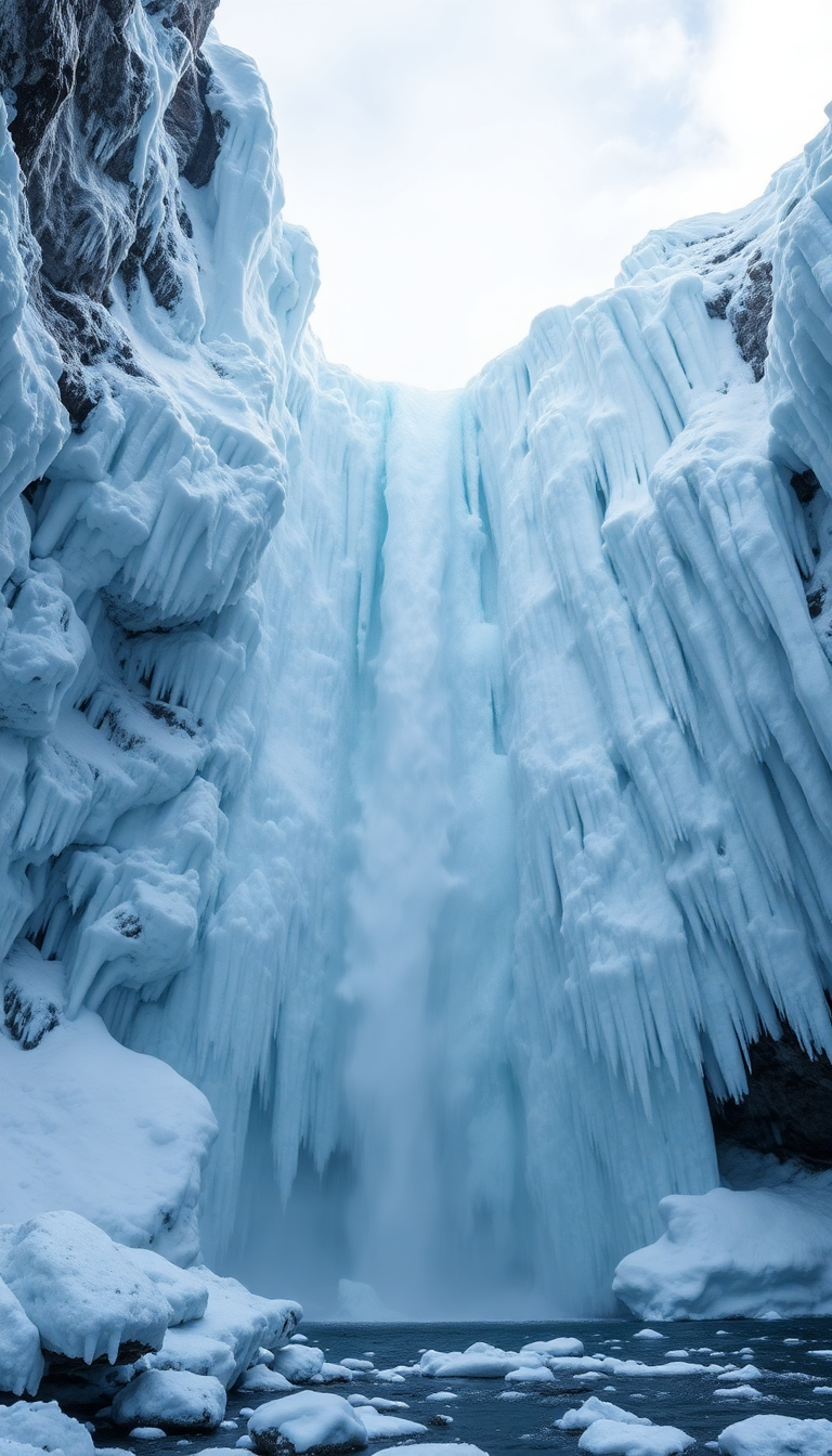 Ice Formations Winter Blue Nature Premium Wallpaper
