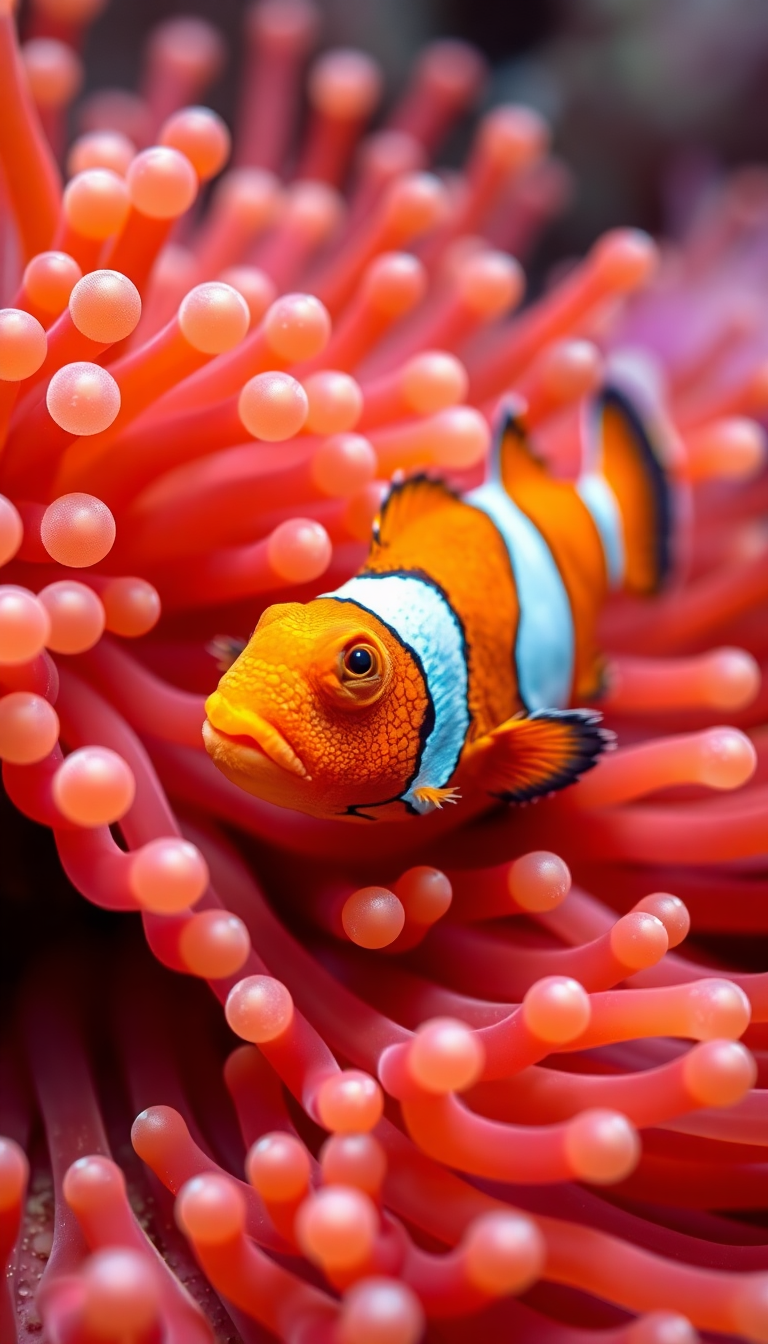 Stunning And Clownfish Macro Vibrant Photorealistic Wallpaper