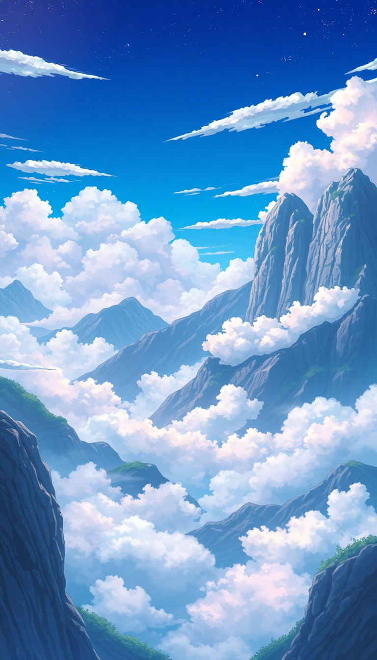 Tropical Anime Mountains Above Sea Anime Wallpaper