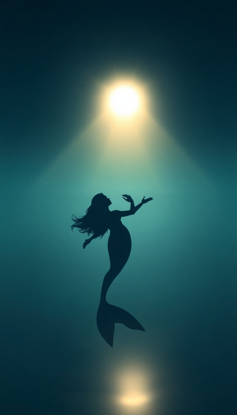 Silky Surface Toward Swimming Silhouette Digital art Wallpaper